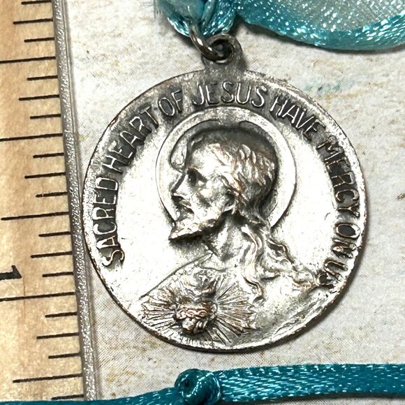 Vintage Catholic Medals Lot Sacred Heart Jesus Mary of Saint Euphrasia Fatima - Picture 2 of 12
